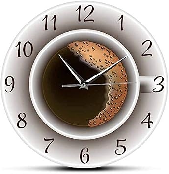 Cup of Coffee with Foam Decorative Silent Wall Clock Kitchen Decor Coffee Shop Wall Sign Timepiece Cafe Style Wall Watch