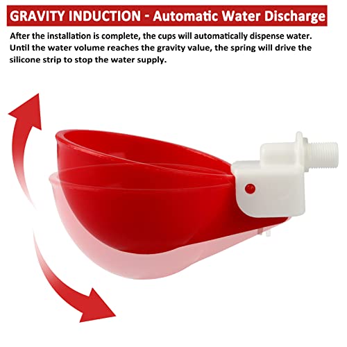 Chicken Waterer Cups, 5 Pack Poultry Watering Cup With 1/2'' Pvc Tee Fittings - Gravity Automatic Chicken Waterer - Chicken Waterer For Chicken Ducks Quail #TOP1