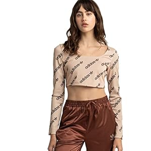 adidas Monogram Crop Top Long-Sleeve Womens Active Shirts & Tees