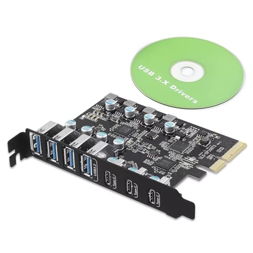 USB 3.0 Expansion Adapter Card, PC Computer 7-Ports PCIe to USB 3.2 Gen 2 Expansion Adapter Card