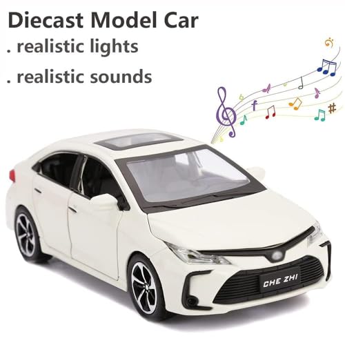 Image of 1:32 Toyota Corola Alloy Diecast Pullback Metal Car Toy with Sound Light & Opening Doors - Great Gift Toy for Kids | Color as per Stock