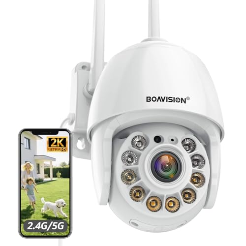 BOAVISION 2K Security Camera Outdoor, Wireless WiFi IP Camera Home Security System 360° View,Motion...