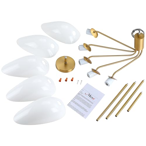MEXO Modern Glass Chandeliers, Sputnik Chandelier Gold Pendant Lighting Fixture Glass Shade Ceiling Light for Dining Room Kitchen Island by MEXO - Image 5