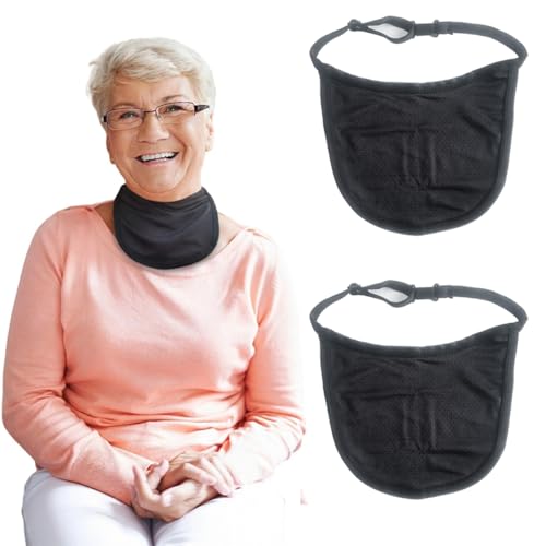 Tracheostomy Supplies-Stoma Covers for Laryngectomy Adjustable Straps Cover Neck Trachea Care Kits with Dust Shield Protectors(Double-Layer) Breathable Laryngectomy Cover Tracheotomy Care (Black) (2)