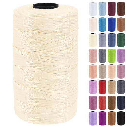 Uiopa Fil Macramé 3mm x 200m Bande de Macramé en Polypropylène Fil Crochet pour Sac en Crochet, Panier, Tricot, Bricolage, Artisanat, Cadeau Décoration
