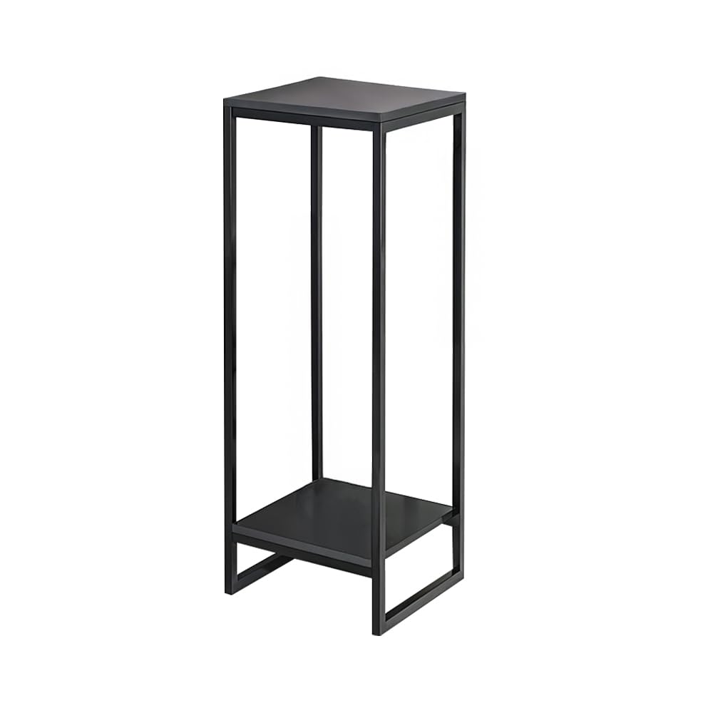 Warmiehomy Side Table Modern with 2-Tier Storage Shelf 24x24x90cm,Black