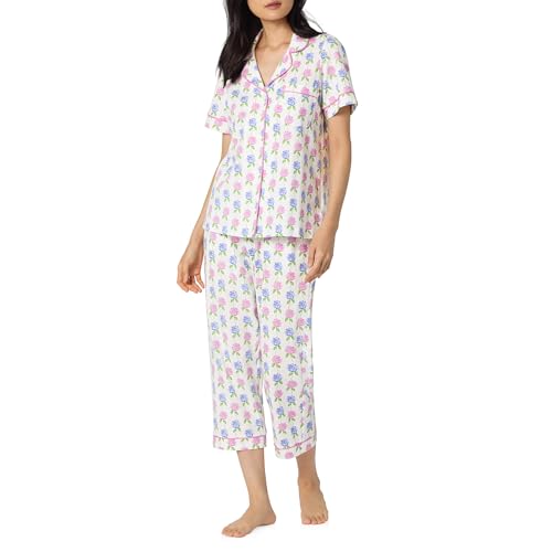 Image of Bed Head PJs Womens Matching Pajamas - Soft Organic Cotton Button Down PJ Shirt & Cropped Pants Set - Loungewear & Sleepwear
