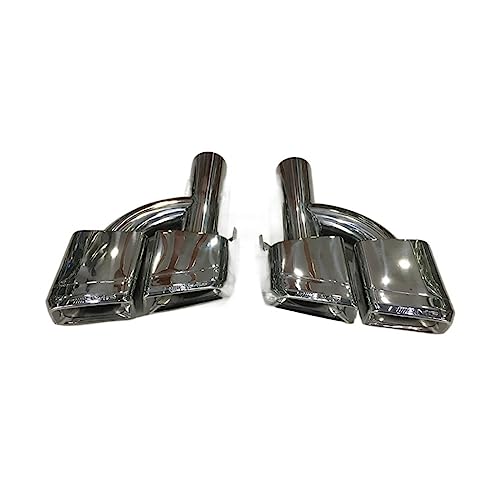 Car Rear Bumper Turbo Muffler Exhaust Tips Pipe 4 Exits Black Compatible For Benz C E CLS Class W204 W212 W218 C63 E63 CLS63 Pre-Facelift(R2 Style Silver)