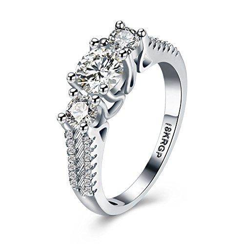 Scott ALlah Design - Size 8 - White Sapphire Lady's 10K White Gold Filled Jewellry Wedding Ring Three Stone Engagement Ring Style - Thumbnail 2