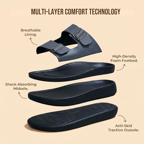 Image of Neeman's PureWhoosh Flow Sandals for Men | Waterproof Chappal | Casual Slippers with Ergonomic Arch Support & Anti Skid EVA Sole | Adjustable Strap | Lightweight Monsoon Floaters for Beach & Outdoor Wear