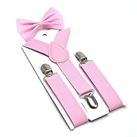 Verstellbares Set mit Hosenträgern und Fliege für Kinder, elastisch, für Jungen und Mädchen, Rosa