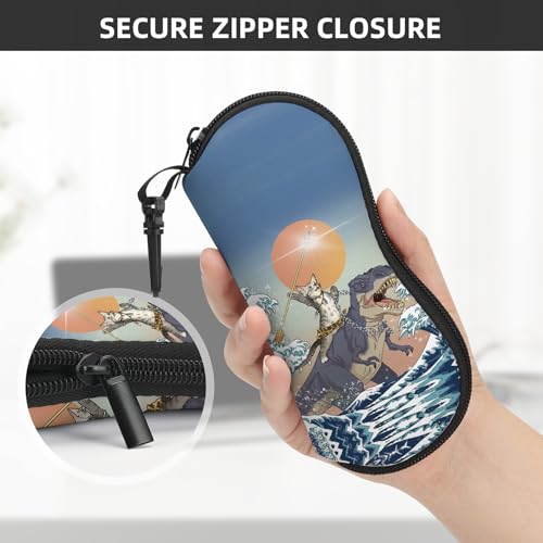 Image of Sunglasses Soft Case, Cute Ultra Light Portable Neoprene Zipper Eyeglass Glasses Case with Belt Clip for Men Women