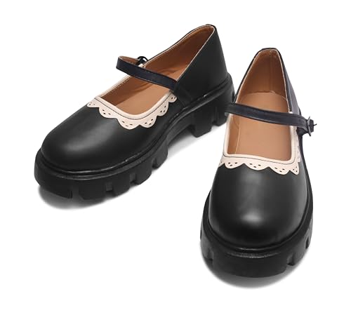 Women's Mary Janes Platform Dress Shoes – Low Heel Chunky Pumps with Round Toe, Ankle Strap, and Classic Oxford Design4