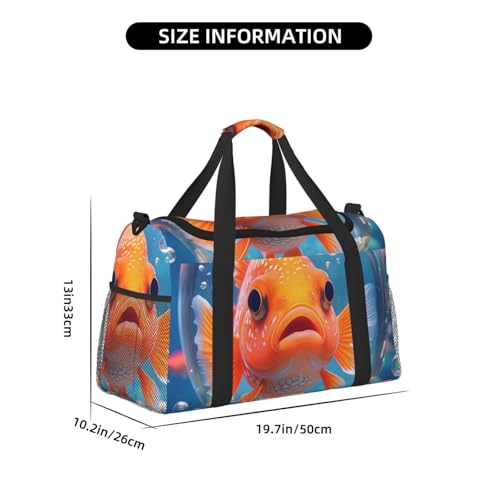 Cute fish Print Travel Duffle Bag - Foldable Personal Item Travel Bag for Women & Men,Carry-On Convertible Crossbody Tote Bags with Adjustable Shoulder Strap & Pockets 13x10.2x19.7 in4