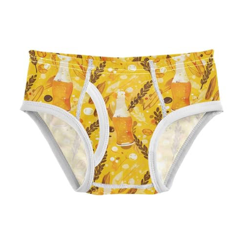 visesunny Boys Potty Training Underwear Golden Wheat Beer Pattern Breathe Cotton Briefs Size 2T-8Y for Toddler