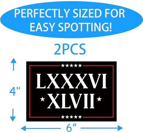 Image of 2 Pack 86 47 Car Magnet - Roman Numerals LXXXVI XLVII Car Magnets Auto Truck Fridge Magnetic Decal Bumper Magnet