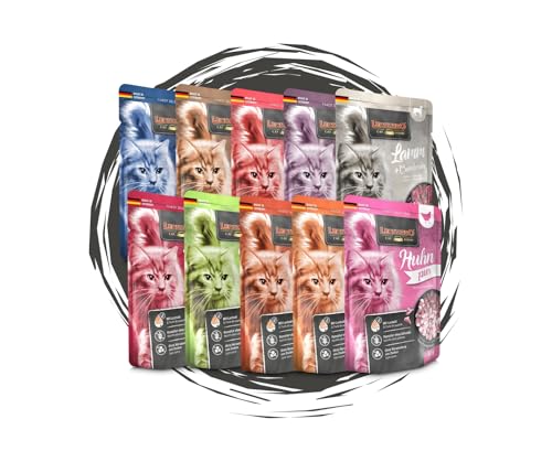 Leonardo - Katze Nassfutter - Frischebeutel Bigpack Bundle - Mix 1 garantiert 10 Sorten (Büffel Fleischmenü Kalb Kaninchen Lamm Rind Wild Fasan Ente und Huhn) - 24x85g