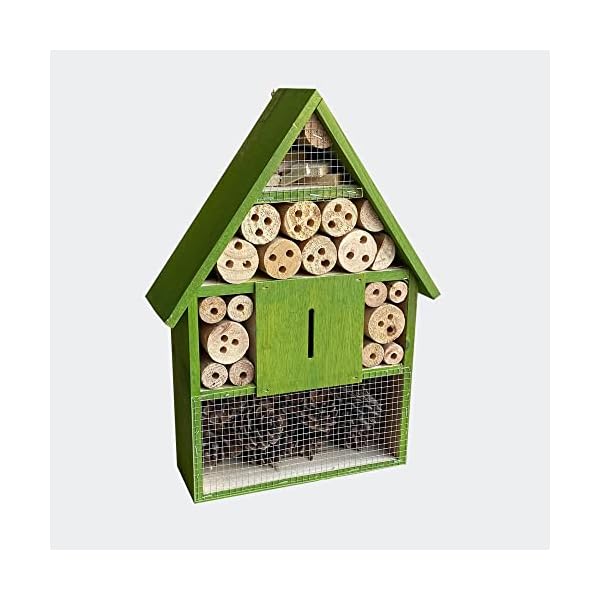 Insektenhotel hängend 285 x 95 x 400 mm, Nisthilfe für verschiedene Insekten in Grün