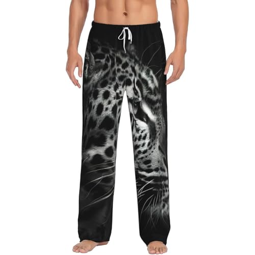 Pantalon pyjama homme polaire imprimé léopard micropolaire avec poches latérales