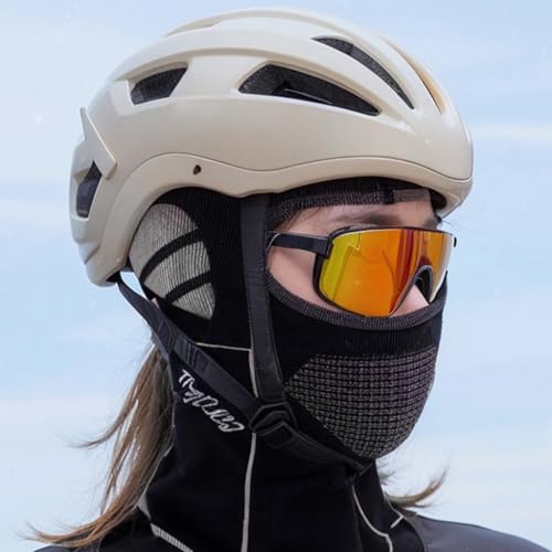 Image of PROBEROS Unisex Nylon Winter Balaclava Face Mask for Bikers & Cyclists, Thermal UV-Protected Stretchy Helmet Mask & , Neck Gaiter for Skiing, Motorcycle Riding, Running, Black, Free Size
