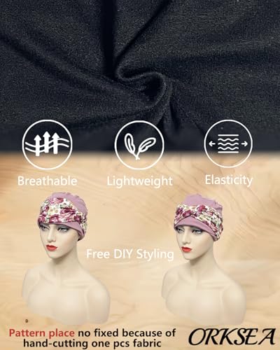 Image of Chemo Headwear for Women Knot Beanies with Stretch Elastic Turbans Soft Cancer Hats Head Coverings Scarf Headwraps