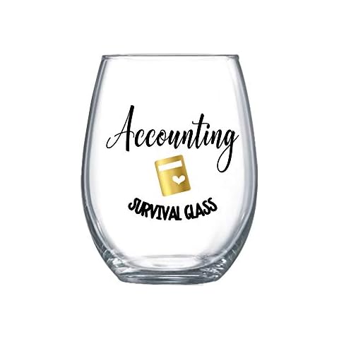 Accounting Survival Glass Large Stemless Wine Glass Gift for Women and Men - Black and Gold 0019 Cover