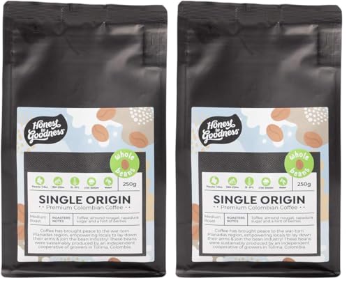 Honest to Goodness Single Origin Colombian Coffee Beans, 250 g (Pack of 2)
