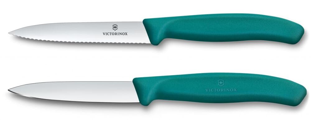 Victorinox Swiss Classic, Tomato and paring Knife Set, 2-piece, Extra Sharp Blade, Plastic Handle, Stainless Steel, Swiss Made, Green
