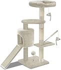 Foto di VOUNOT® Tiragraffi per Gatti, Albero Tiragraffi Gatto di Naturali Sisal con Cuccia Graffiatoio, 112cm, Beige