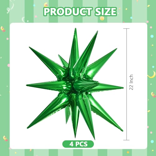 Image of TONIFUL 4 Pcs Explosion Star Balloons Green Foil Balloon Party Decorations | 22 Inch Large Mylar Star Balloon for St. Patrick's Day Graduation Boys Birthday Christmas Winter Holiday Photo Booth Supplies