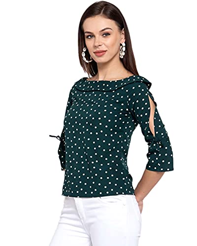 Image of Style Quotient Women Polka Printed polycrepe Smart Casual top