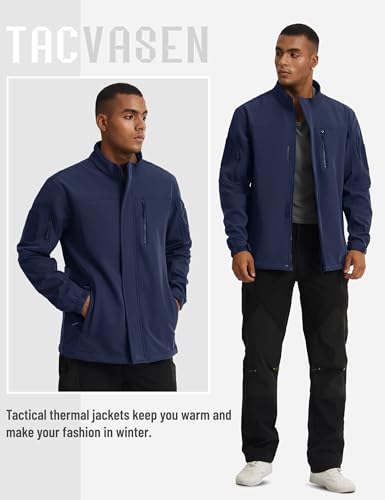 TACVASEN Men's Tactical Softshell Jacket Fleece Lined Water Resistant Windbreaker Military Lightweight Coat for Hiking2