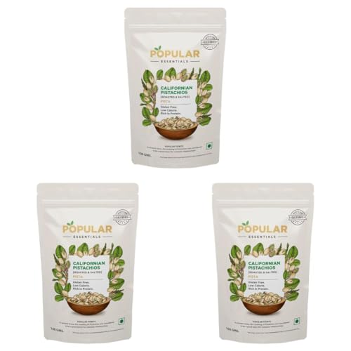 Image of POPULAR ESSENTIALS Californian Roasted Pistachio (Salted), 100 gm (Pack of 3)