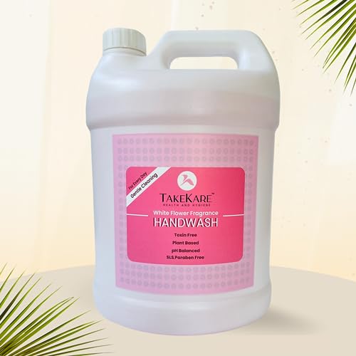 Image of TakeKare's Handwash Liquid Refill Can, Top Selling White Flower Fragrance - 5 Litre : Non Drying, Plant Based, Safe to Skin, Amazing Fragrance