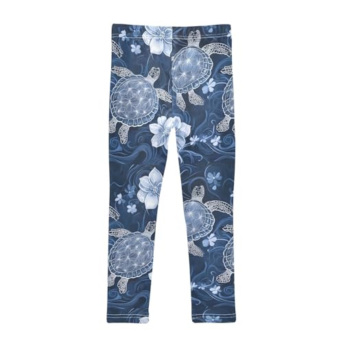Hawaii Sea Turtle Flower Girls Leggings Soft Stretch Workout Yoga Dance Pants for Kids Casual Tights2