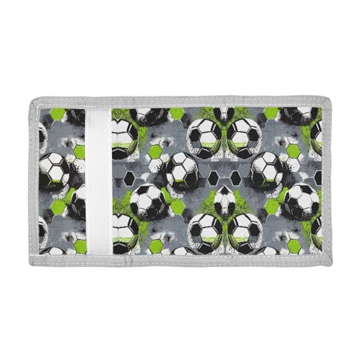ALAZA Kids Wallets for Boys Girls Toddler Trifold Wallet Children Small Football Grunge with Zipper Coin Pocket2