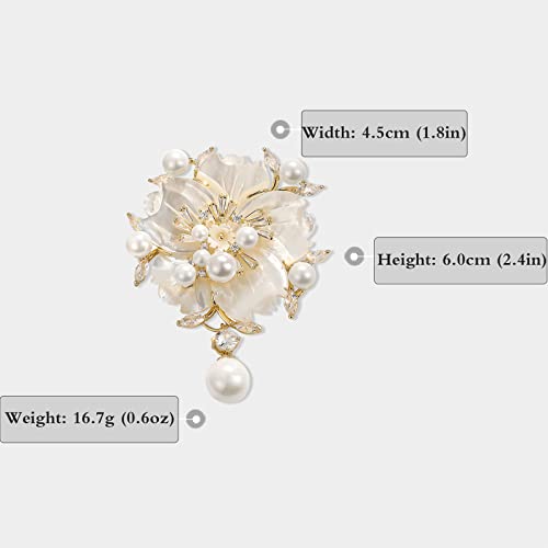 AILONMEI Elegant Pearl Flower Designer Brooch Pins Broches Costume Jewelry For Women Fashion Christmas Gift (Shell Flower) by AILONMEI - Used condition - Image 3