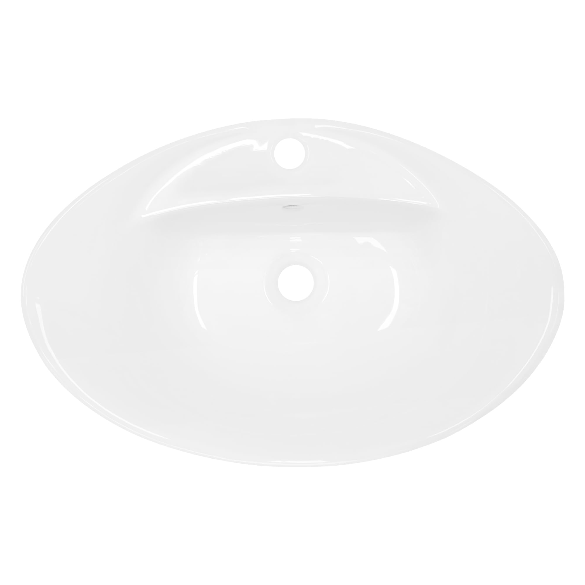 LuxeBath Lavabo in Ceramica Bianco Lucido 590x395x205 mm Lavandino da Appoggio Ovale Design Moderno Lavamani Bacinella Sanitari Arredo da Bagno Toilette Casa Lavello incl. Piletta e Troppopieno