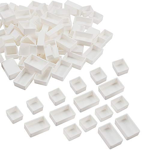 PH PandaHall 100pcs Watercolor Paint Pans(50pcs Full Pans, 50pcs Half Pans) White Plastic Empty Paint Pans for DIY Watercolor Oils or Acrylics Painting Travel Tin Case Palette Art Drawing