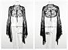 Goth Bell Sleeve Shrug Gothic Lace Mesh Bolero Sheer Shrug Black Flare Sleeve Crop Top for Women Dresses Rave Fairy Core Witch Tie Front #3