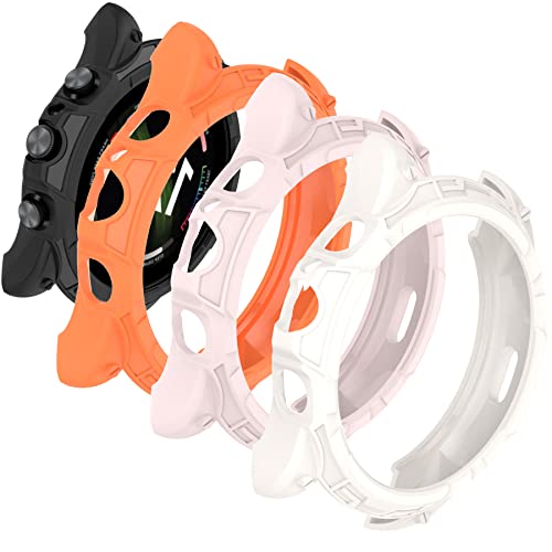 Cover Compatible with Fossil Gen 6 Case 42mm Women's TPU Anti-Scratch Shock-Proof Bumper Protective Shell Smartwatch Accessory for Fossil Women's Gen 6 42mm Case Protector (Orange/Pink/White)