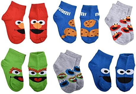 Sesame Street Boys 6-pack Quarter Socks, Red, 2-4T US image 5