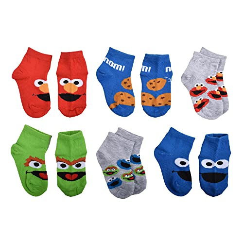 Sesame Street Baby Boy's 6-Pack Quarter Socks, Red, 2T-4T2