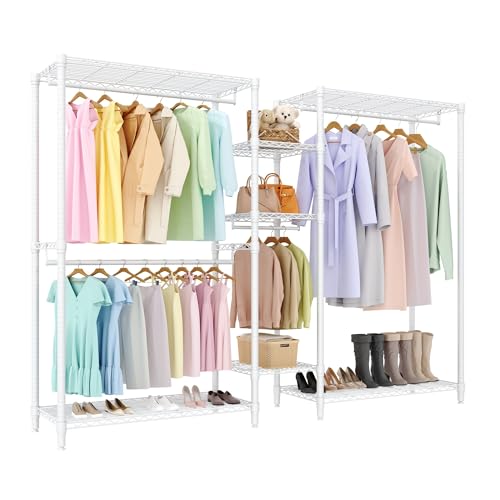 Heavy Duty Garment Rack L Shaped Clothes Rack for Corner,Load