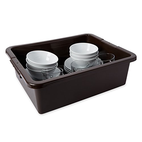 Rubbermaid Commercial Products Standard Bus/Utility Box, 7.125-Gallon, Brown, Plastic, Heavy Duty Plastic Restaurant Tub/Dish Washing Box For Kitchen Organization/Storage #TOP2
