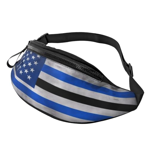 Marsupio da uomo con bandiera blu sottile americana con jack per cuffie e cintura regolabile per ciclismo corsa jogging viaggi attività allaperto allenamento fitness escursionismo