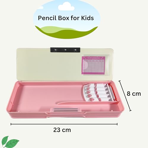 Image of ZAFCO Plastic Magnetic Pencil Box Cartoon Theme For Kids Boys Girls School Going Children Stationaries Organizer Birthday Return Gift School Supplies (Pack Of 1) - Pink