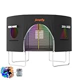 jumpfly 12FT Trampoline Tent for Kids,Fit for 8 Straight Poles Round Trampoline,Trampoline Shade Cover with LED Light,Outdoor Trampoline Accessories Canopy,Sunscreen Clubhouse,Anti-Tear,Camping,Black