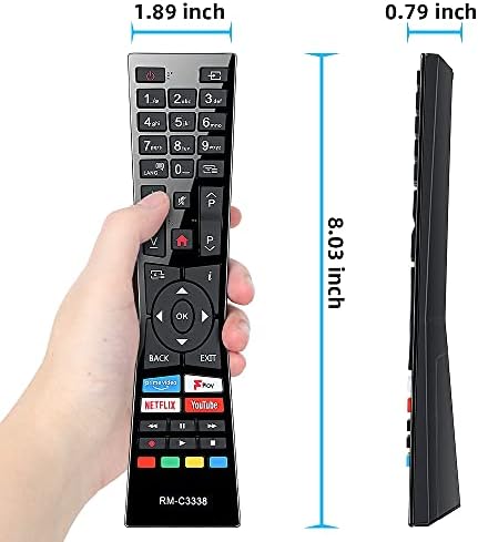 UNOCAR Universal Replacement for JVC Smart TV Remote Control and JVC Smart 4K UHD Ultra HD HDR LED LCD TVs with Freeview Play YouTube Netflix Prime Video Buttons RM-C3338