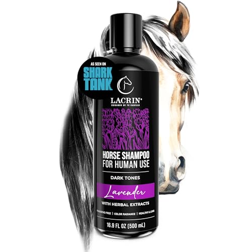 LACRIN Lavender Horse Shampoo for Human Use for Dark Tones – As Seen on Shark Tank – Gentle, Hydrating, Paraben-Free Sensitive Scalp Shampoo for Hair Growth & Strengthening, 16.9 Fl Oz, 1-Pack